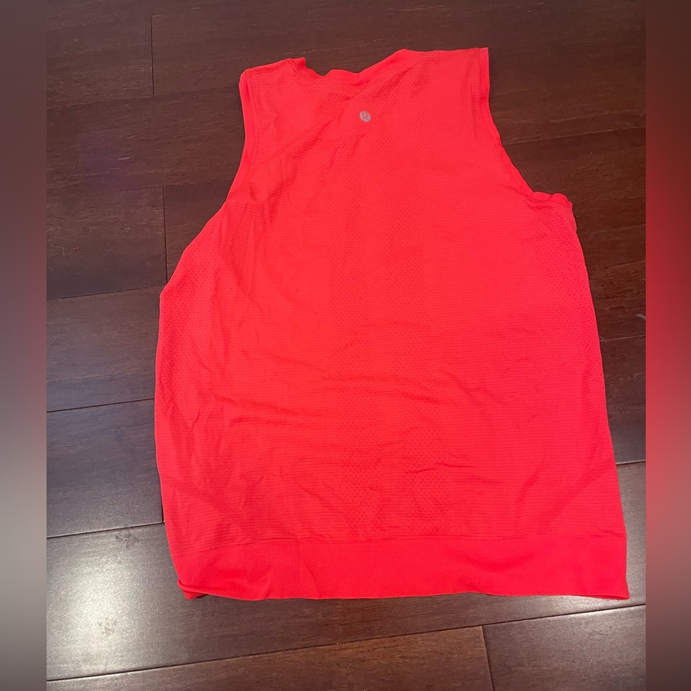 lululemon Vibrant Red /orange Sleeveless muscle tank Top 8